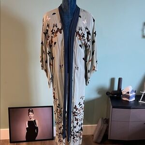 Free People Butterfly Kimono in Cream and Blue